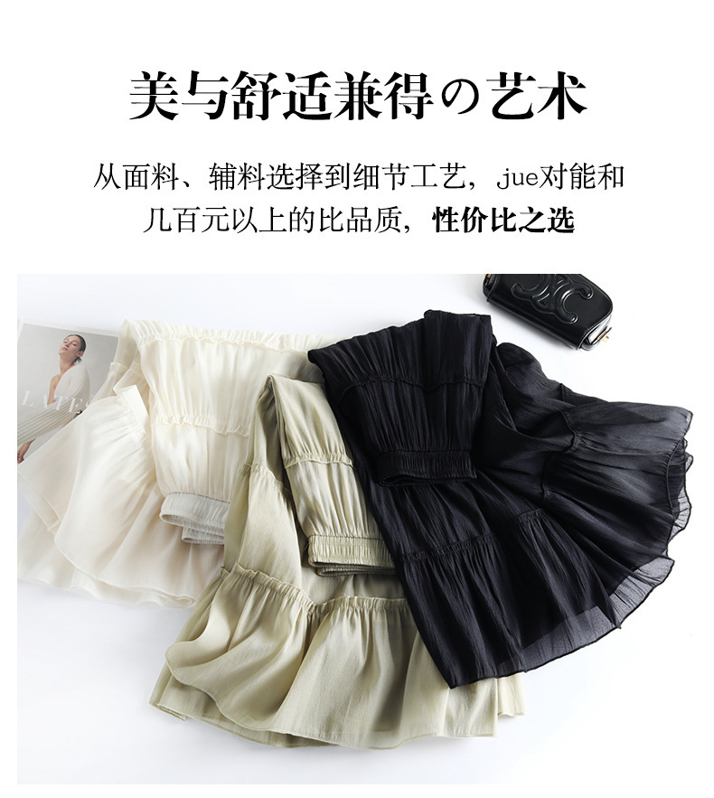 Fairy Forest style sweet pleated skirt 2024 new summer Design sense Light and thin skirt, fashionable high-waisted half skirt pic 5