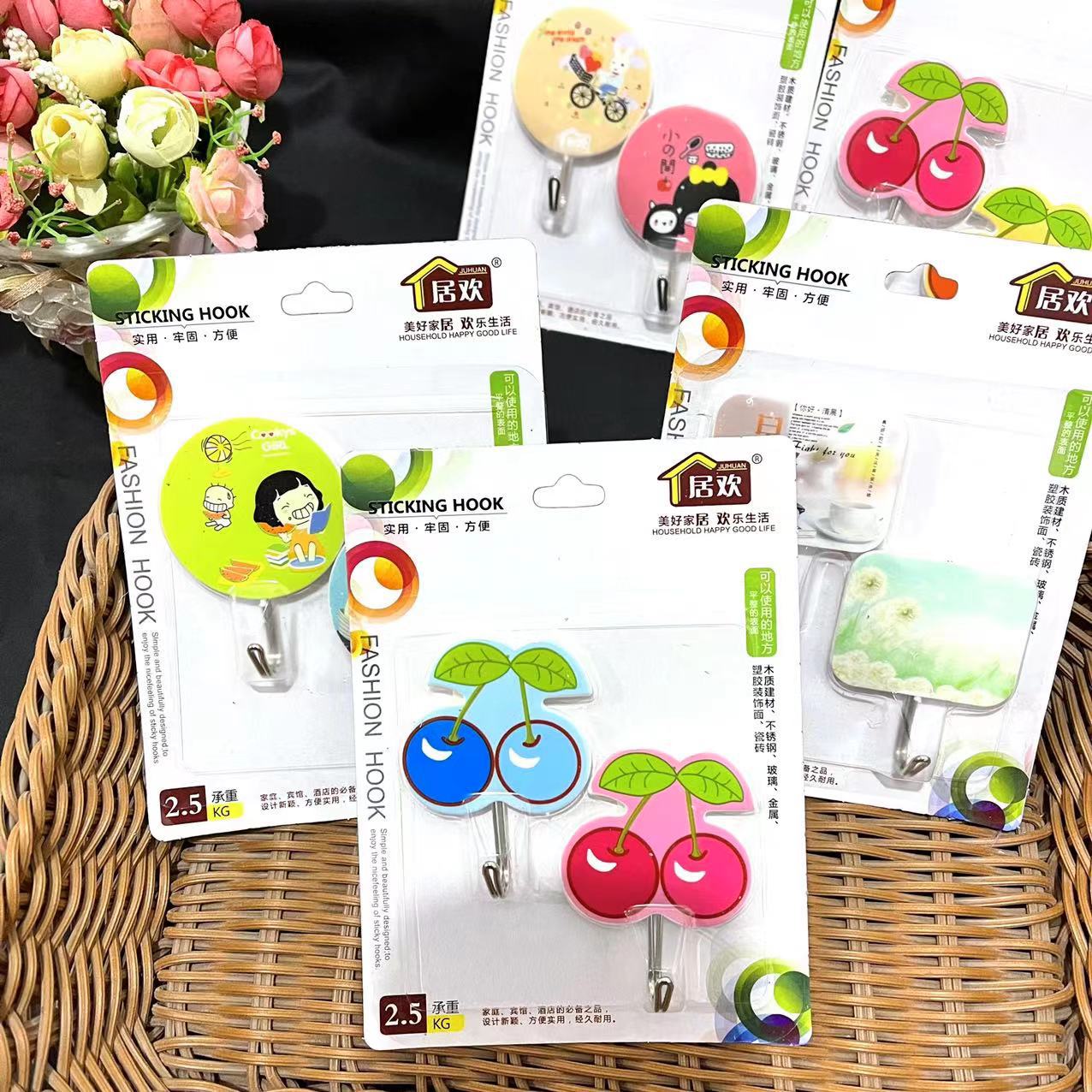 【 Zone 2-12 】 Juhuan 【2 Pieces 】 Adhesive Hooks 300 per box, 2 pieces, adhesive hook, no need for drilling, Adhesive hook, seamless and transparent, kitchen and bathroom door back hook, adhesive wall pic 4