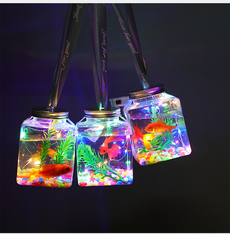 网红夜市摆摊罐罐鱼材料瓶装手工观赏鱼带灯鱼缸小夜光小玩具地推详情8