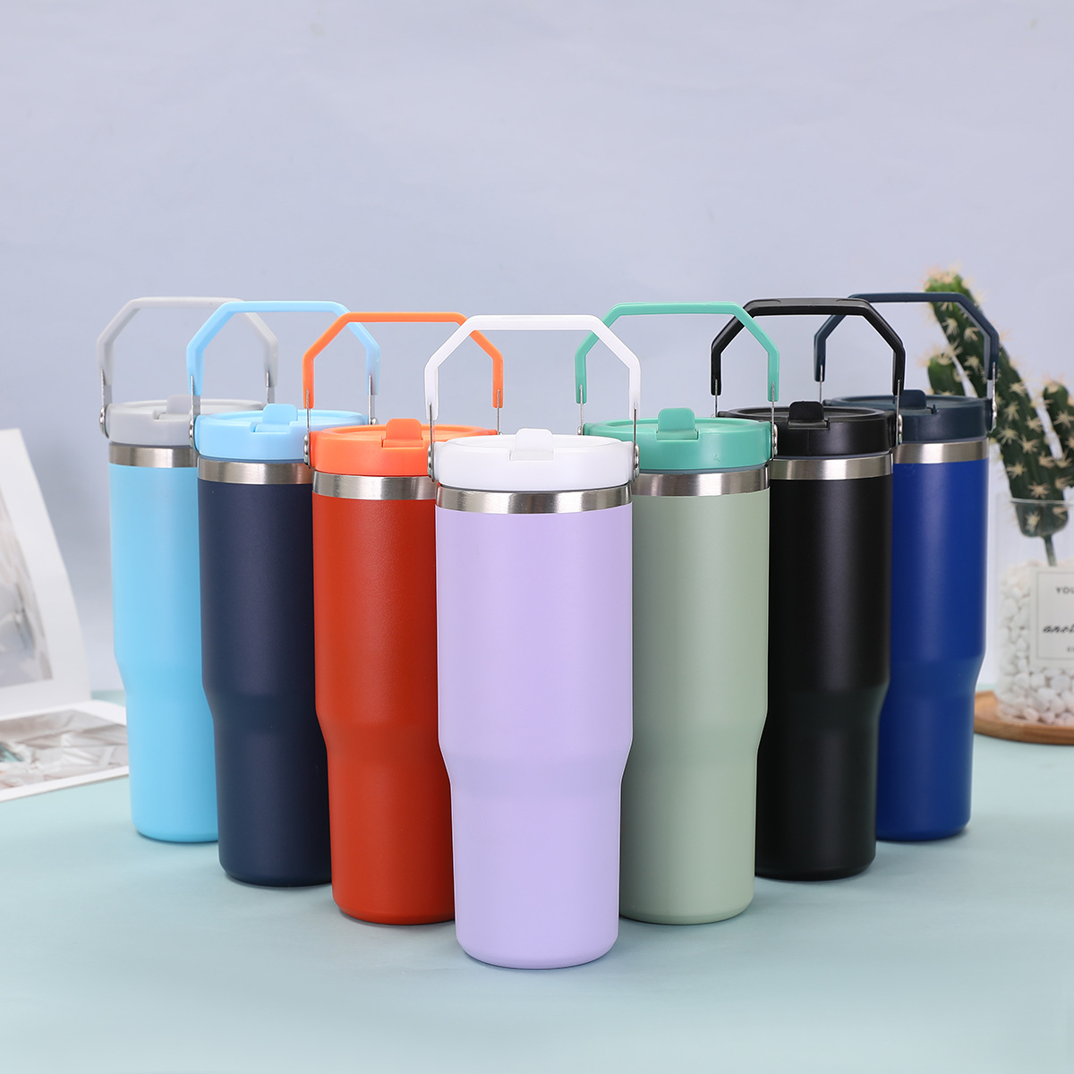 跨境30oz提手杯双层真空304不锈钢汽车杯户外便携车载保温杯批发详情3