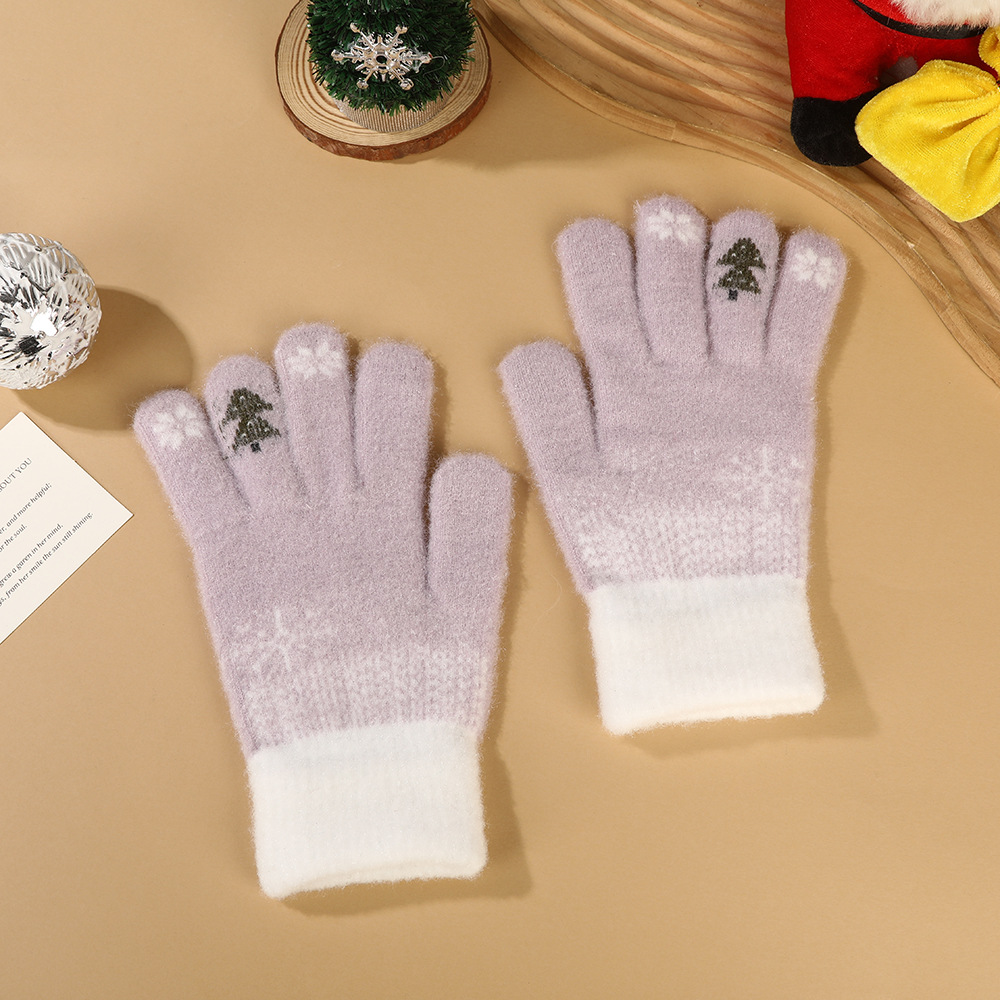 Cross-border snowflake Christmas gloves are warm and cute for women in autumn and winter. The five-finger touch screen keeps your hands warm while cycling in winter pic 5