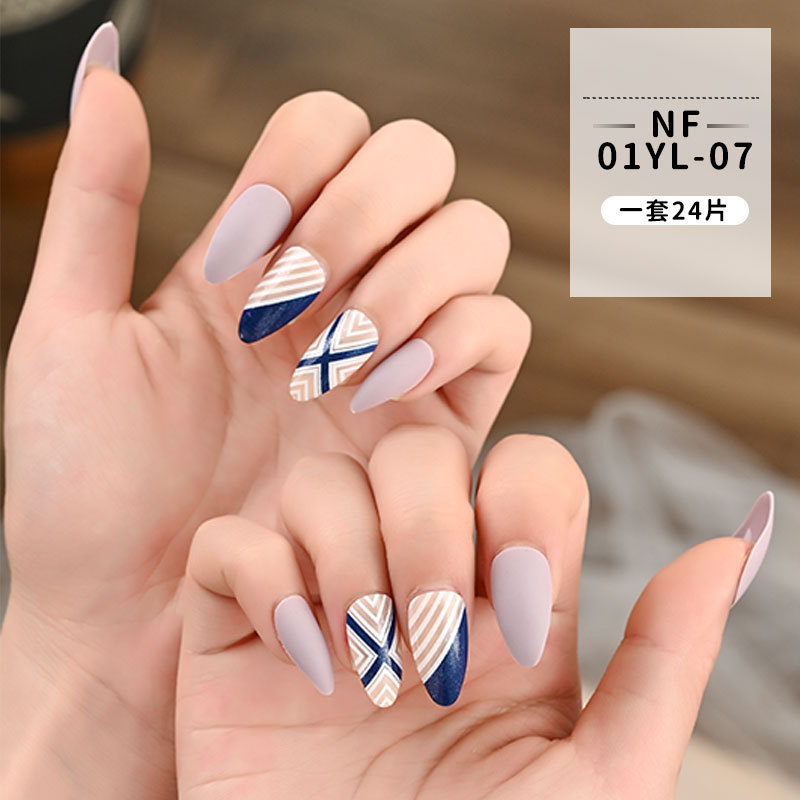 European and American matte long nail patches, wearable nails, 24-piece box nail patches, finished fake nail patches pic 8