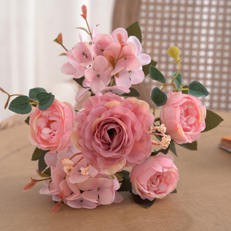 6叉芙蓉玫仿真花假花创意花束自然风装饰餐桌茶几花艺摆设详情22