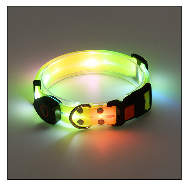 LED light-emitting collar, usb charging pet collar with light, pvc rubber-coated webbing dog leash, luminous dog collar pic 12