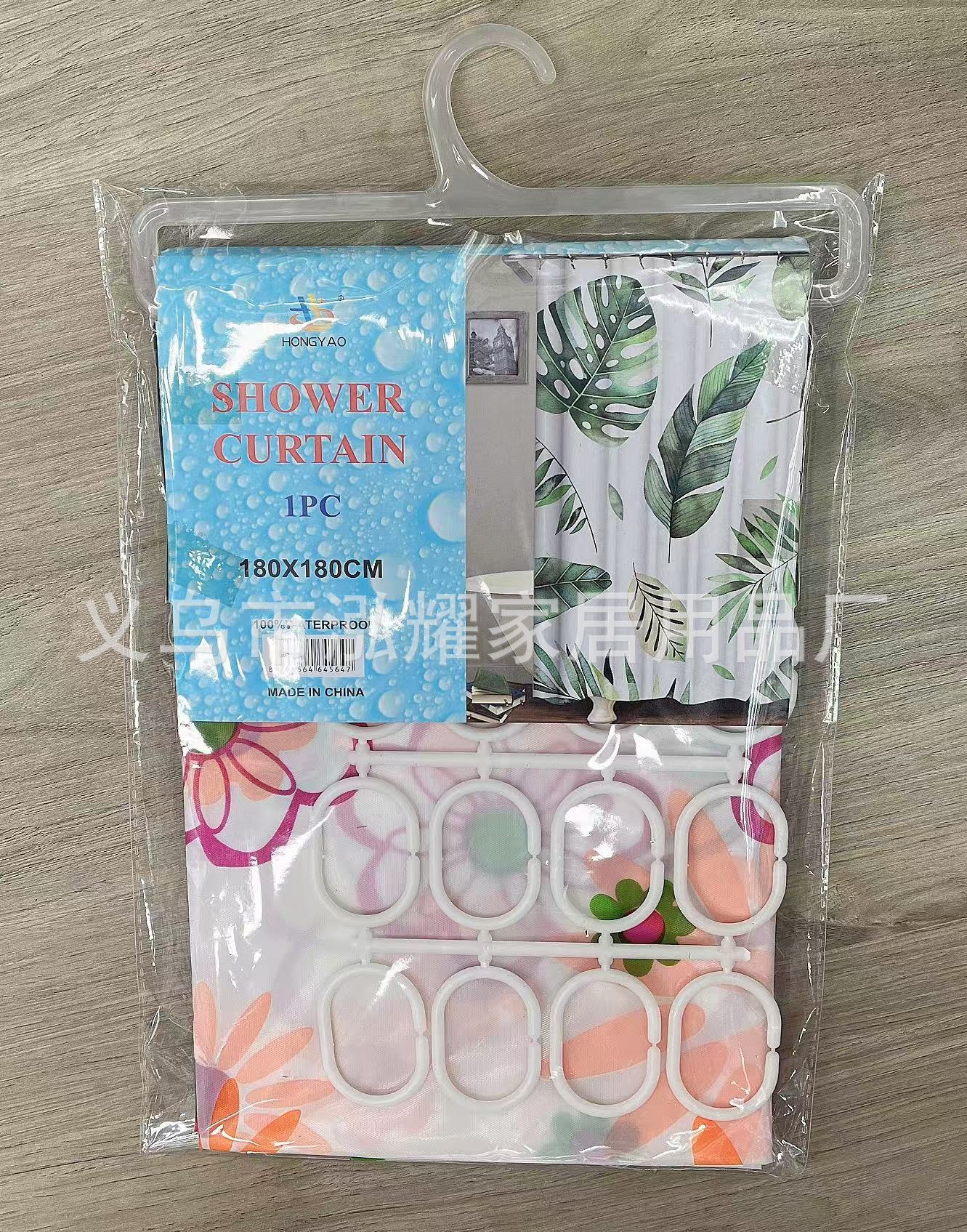 欧式新款PEVA塑料印花浴帘防水创意卫生间隔断帘门帘挂帘批发详情4