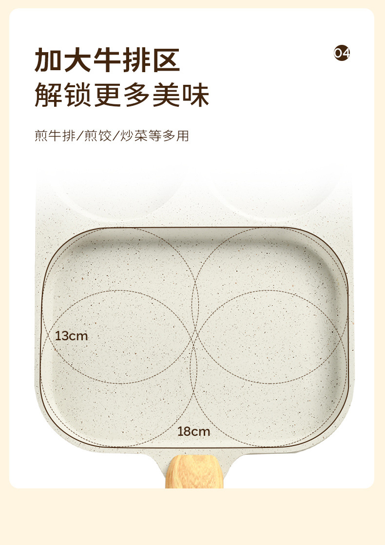 麦饭石培根牛排平底锅家用早餐锅煎蛋神器不粘三合一鸡蛋汉堡锅详情10
