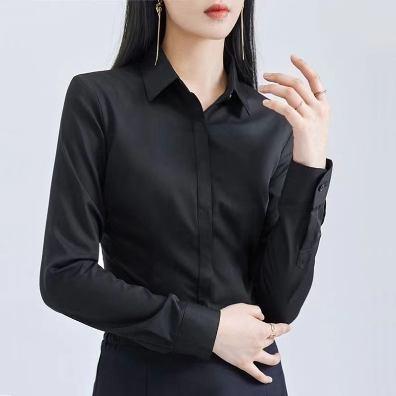 白色加绒衬衫女长袖秋冬加厚保暖职业装大码工装工作服百搭衬衣女详情15