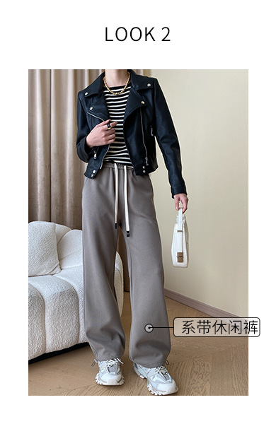 司南 时髦斜门襟拉链设计感 超模机车风皮衣夹克外套高级 SN4227详情12