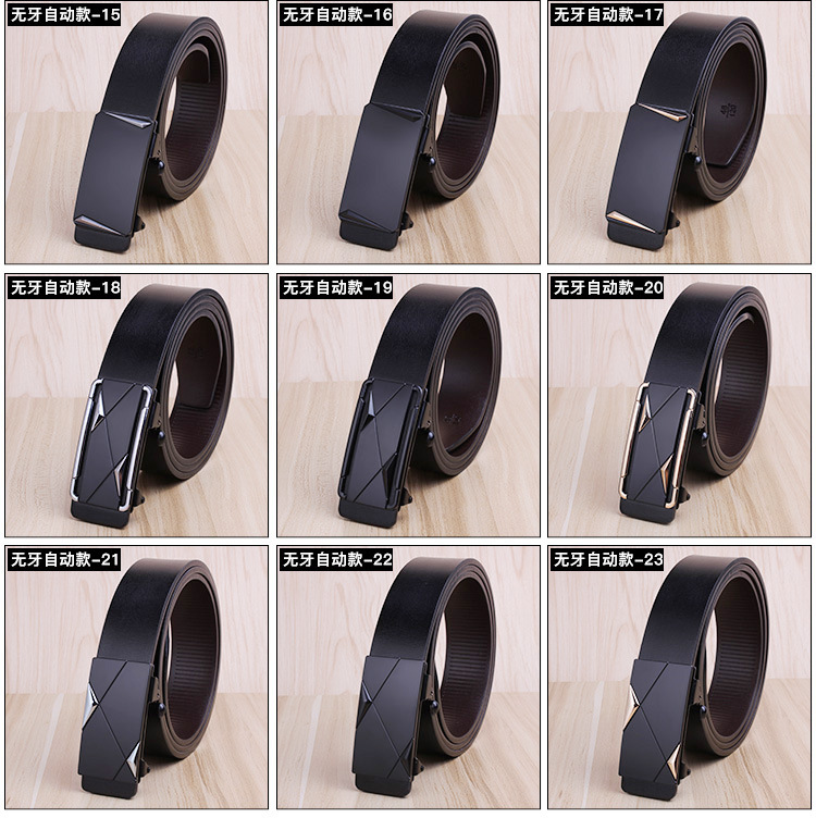 新款皮带男士批发 真皮腰带男款 无牙自动扣百搭腰封牛皮裤带男式详情9