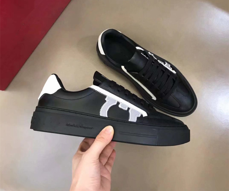 真皮男板鞋欧洲站拼色系带小白鞋平底牛皮防臭黑色时尚休闲单鞋潮详情36