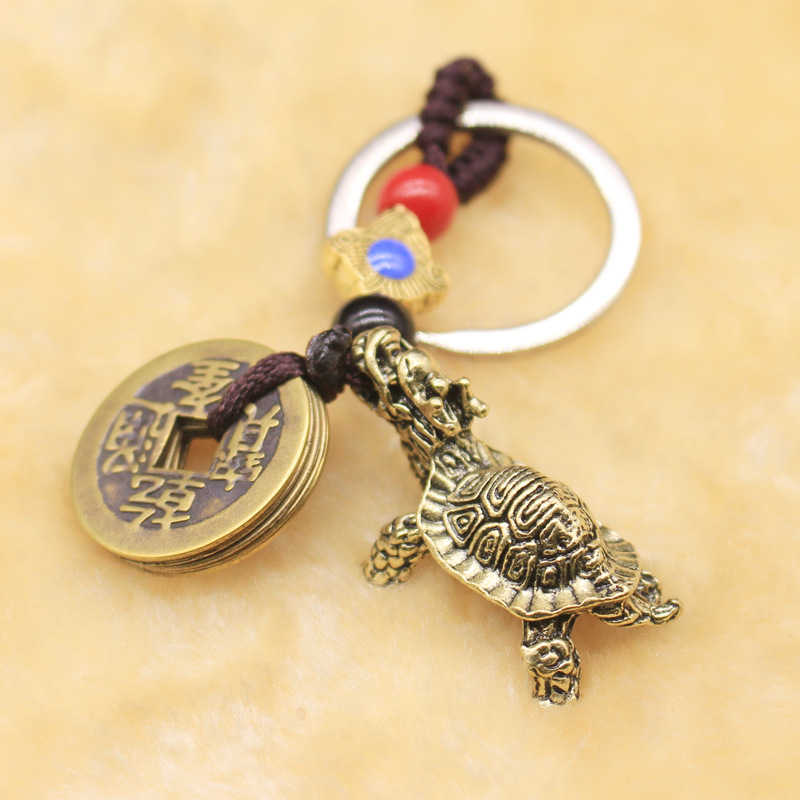 Pure handcrafted Five Emperors coin keychains, pendants, safety copper coins, car decoration, car accessories pic 3