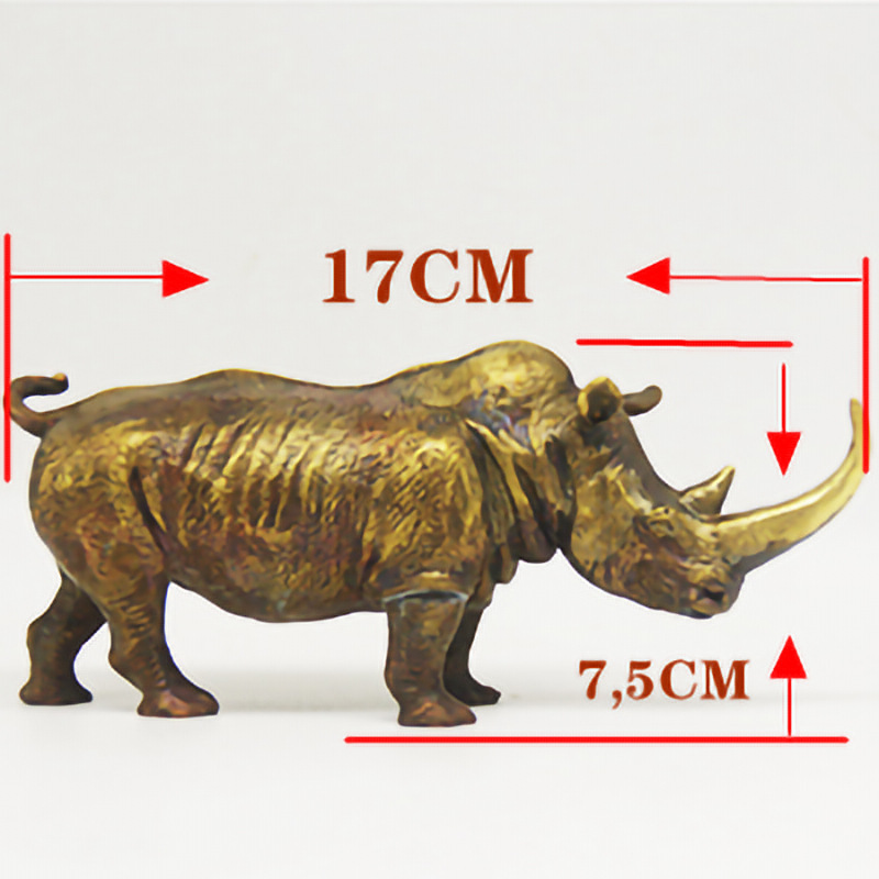 犀牛铜摆件 铜工艺品雕塑模型开业礼品客厅玄关居家艺术品详情2