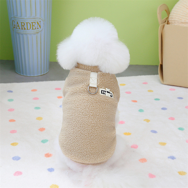 23年秋冬季新款可牵引加厚双层韩系羊羔绒宠物狗狗马甲详情16