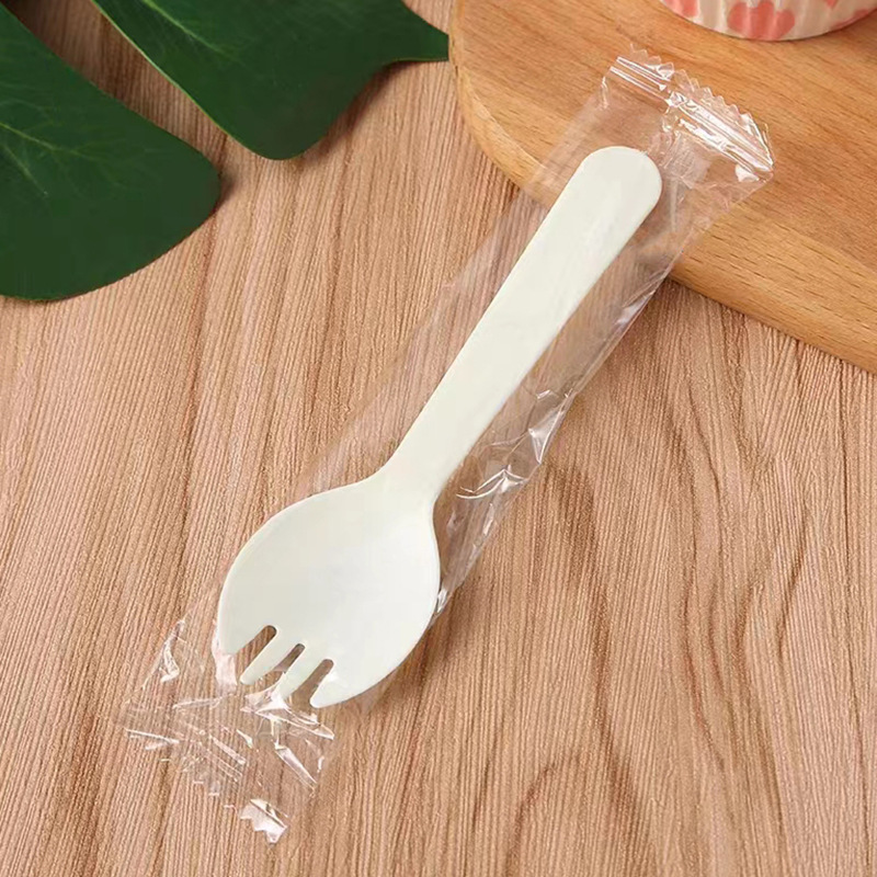 加厚一次性蛋糕叉子甜品勺子水果叉冰淇淋塑料磨砂叉勺独立包装详情6