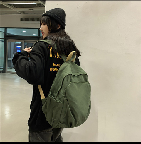 书包女ins风复古森系帆布双肩包日系原宿高中大学生简约百搭背包详情33