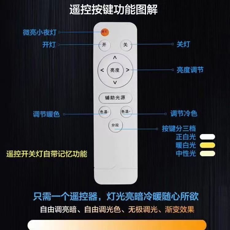 三色遥控摄影灯美食补光灯直播摄影灯泡柔光箱详情10