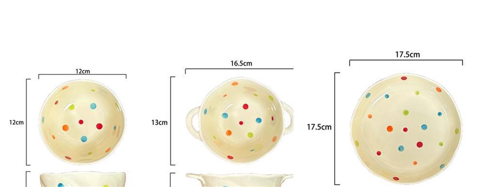 【包邮】彩色波点手绘釉下彩陶瓷餐具套装高颜值简约陶瓷碗盘大汤详情11