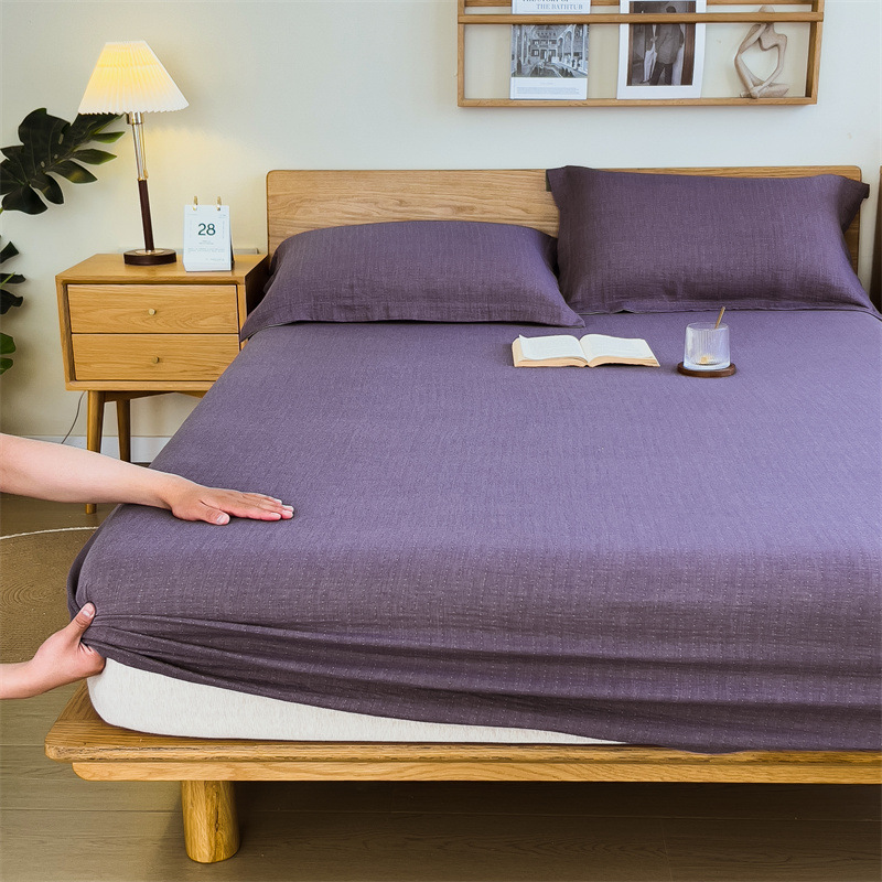 Pure cotton yarn-dyed jacquard double-layer gauze bed cover, single piece of all-cotton gauze mattress protective cover, bedspread, bed cover, single piece of bedding pic 132