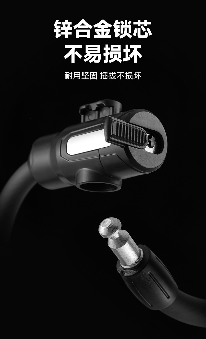 New bicycle lock, mountain road bike anti-theft thickened steel wire lock, electric bike steel cable key lock, cycling equipment pic 7