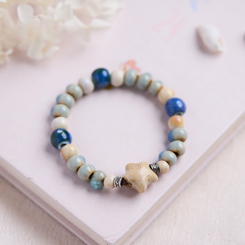 景德镇陶瓷手串礼物新中式百搭一缕瓷集小清新女生手工编织原创详情9