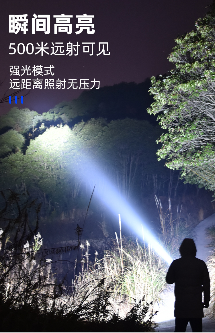 户外钓鱼应急太阳能手提灯露营充电手电筒夜骑巡逻侧灯照明灯批发详情8