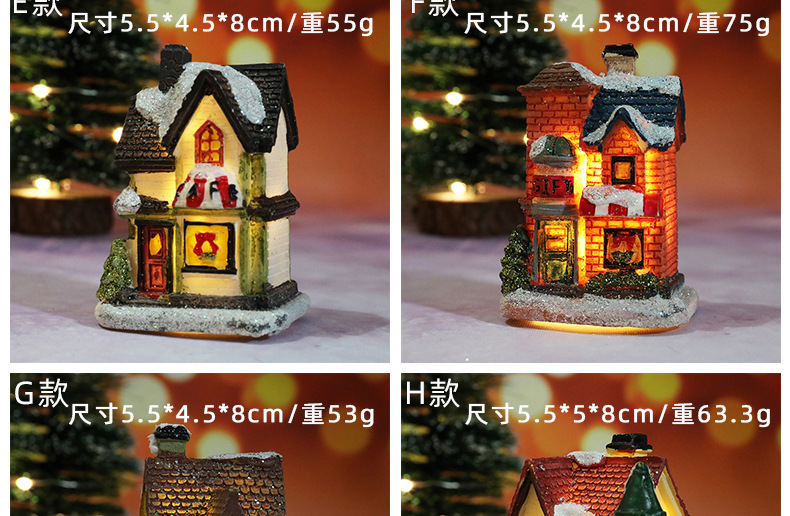 Christmas decorations, resin luminescent micro-landscape small houses, Christmas decorative small ornaments, gifts and supplies pic 5