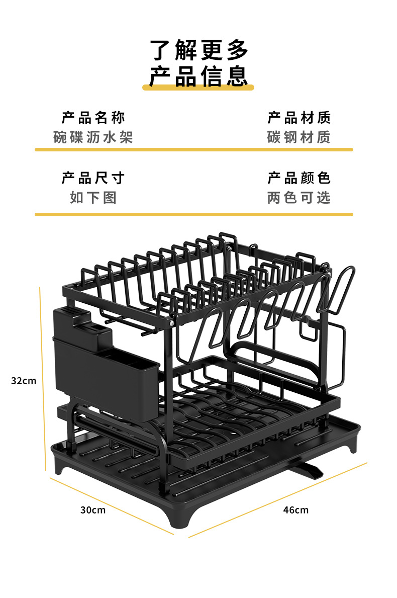 厨房置物架碗碟盘沥水架家用多功能放碗架筷子刀具砧板水杯收纳架详情14