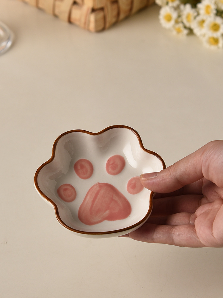 可爱ins风日式猫爪味碟超萌卡通创意碟子家用调料酱油陶瓷小碟子详情10