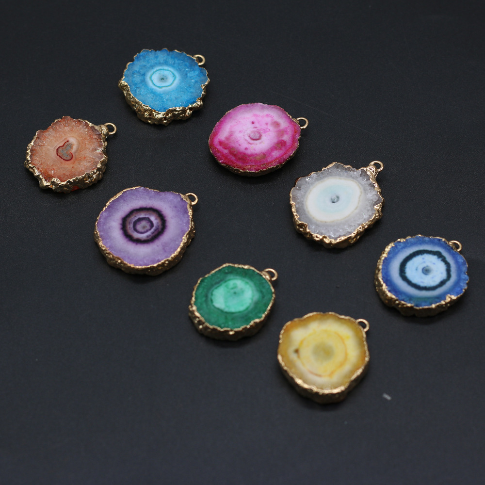 跨境天然不规则圆形玛瑙吊坠DIY饰品配件手工耳环项链制作批发详情35