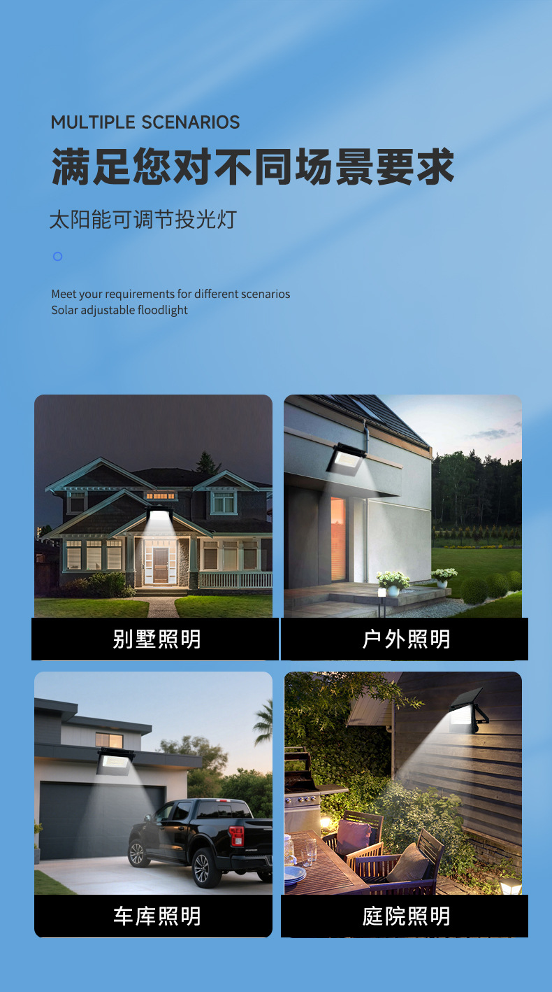 Cross-border ABS foldable solar lamp, outdoor lighting, human body sensor wall lamp, courtyard garden led solar lamp pic 11