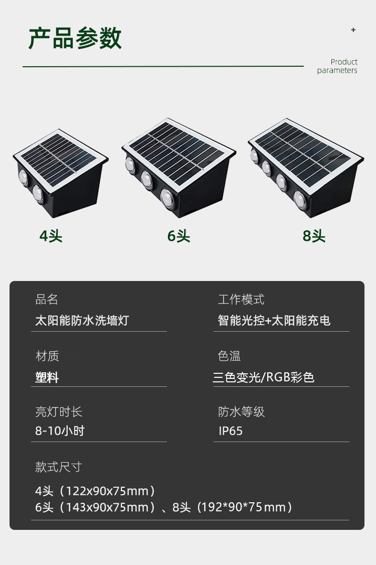 跨境太阳能庭院户外防水壁灯免布线照明感应农村别墅院子室 外阳详情3