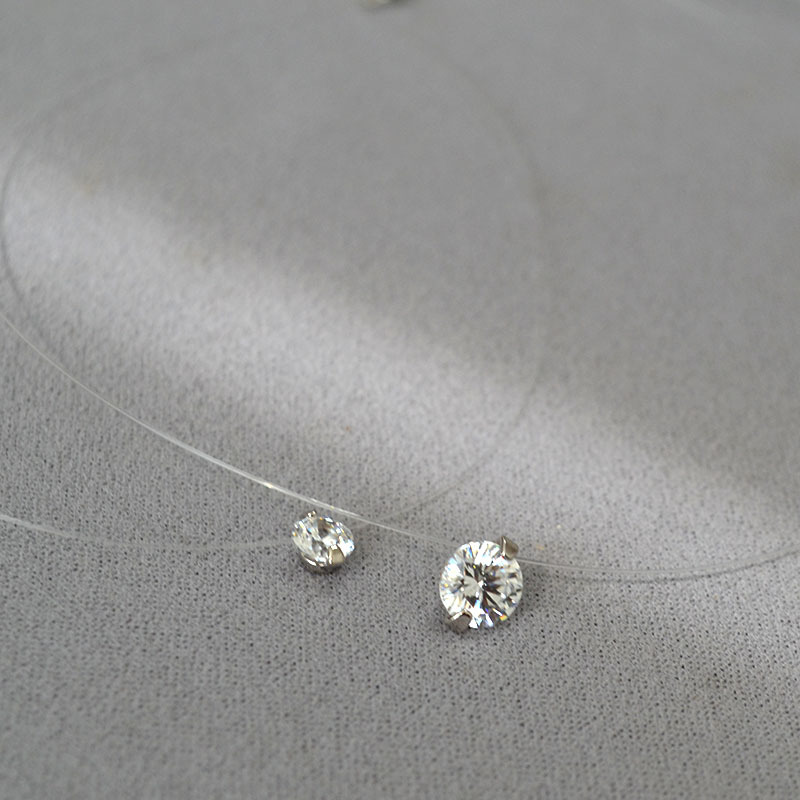 日韩小众设计人鱼的眼泪5A级爆闪锆石隐形鱼线轻奢简约项链锁骨链详情3