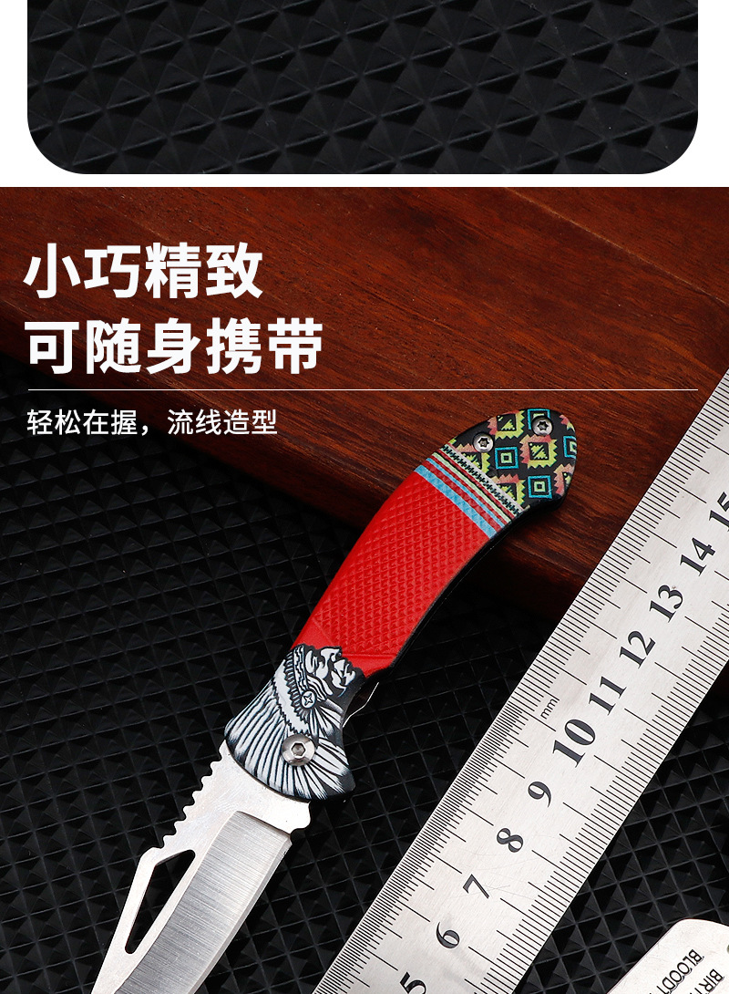 Stainless steel handle 3D printed folding knife, outdoor tool, self-defense, portable folding knife, fruit knife, multiple styles to choose from pic 7