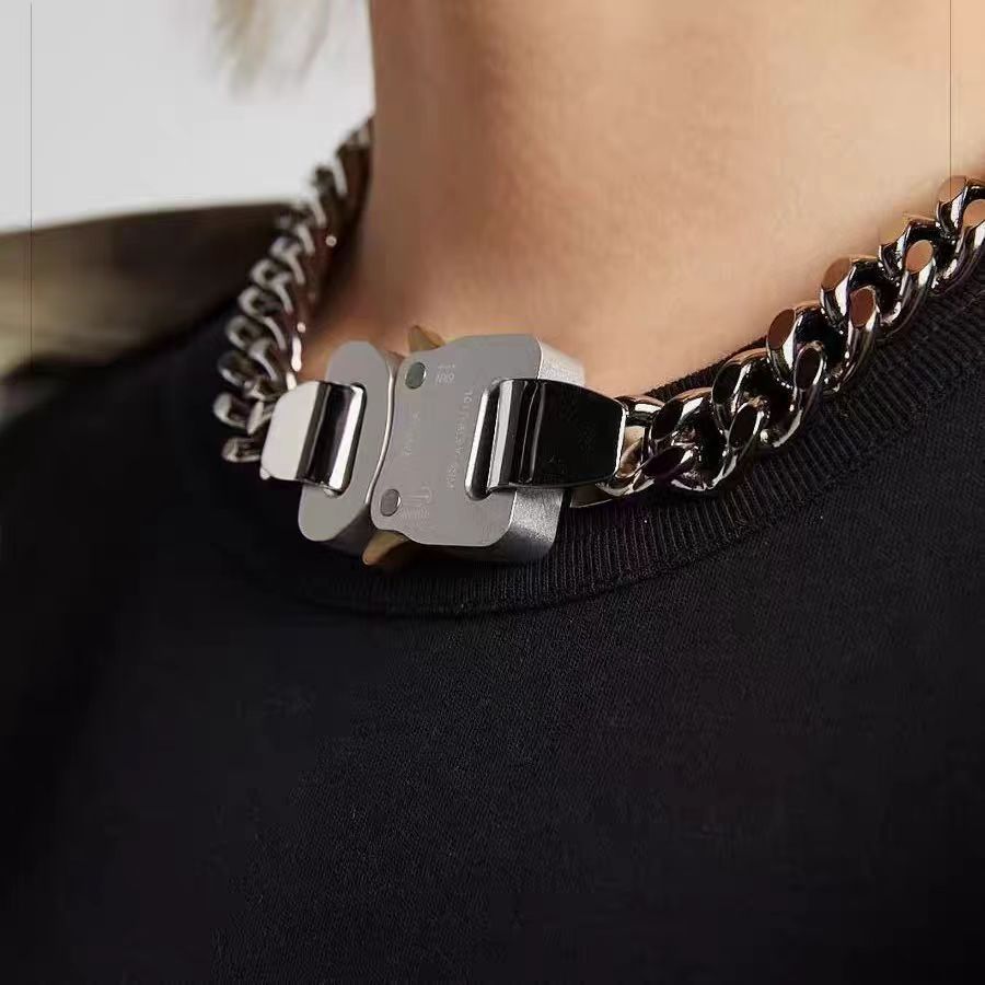 欧美饰品百搭高街机能风双层古巴链男女钛钢短复古项链手链批发详情4