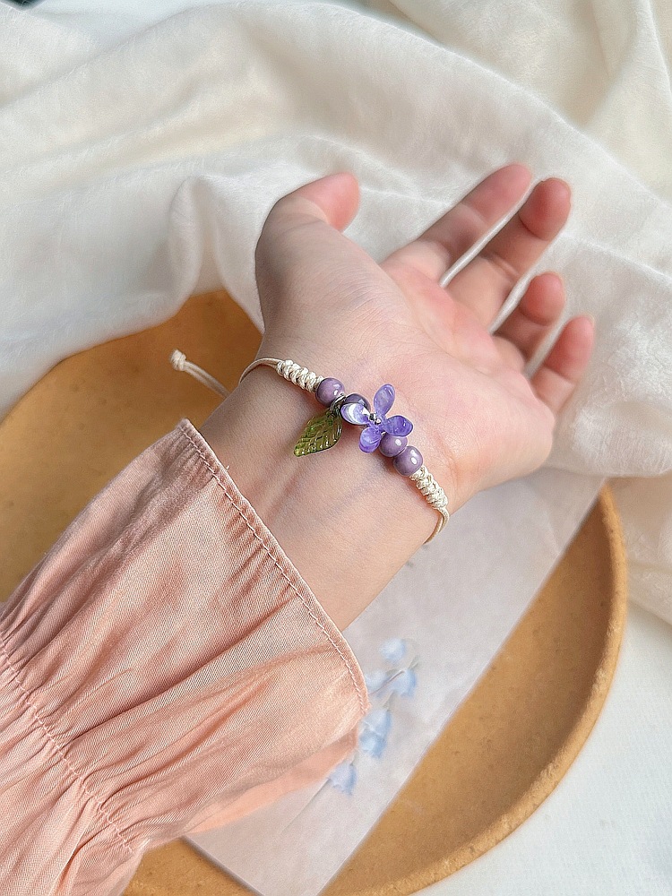 Wholesale of Jingdezhen ceramic bracelets for girls, hand-woven new Chinese-style ancient flower artistic student gift bracelets pic 1