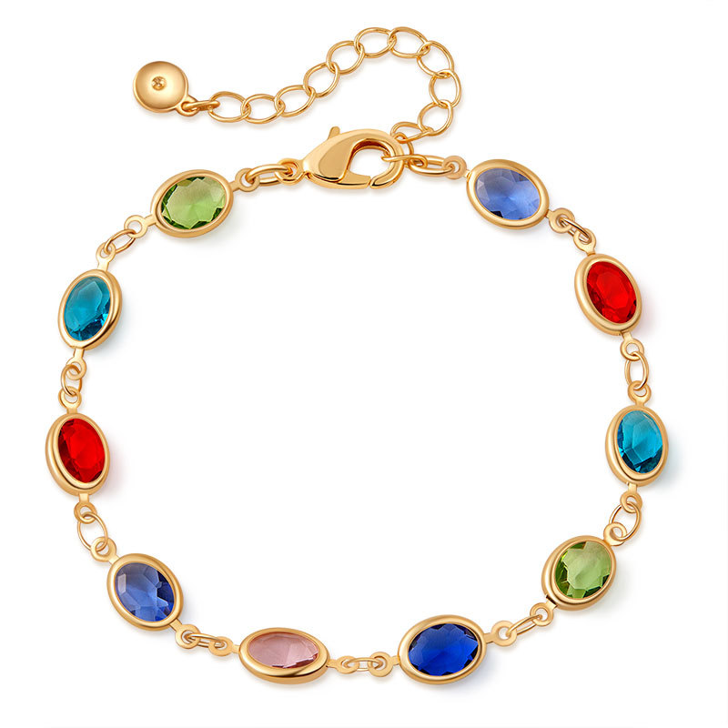 多巴胺手链跨境爱心设计小众几何水滴方形玻璃钻度假风小清新手饰详情12