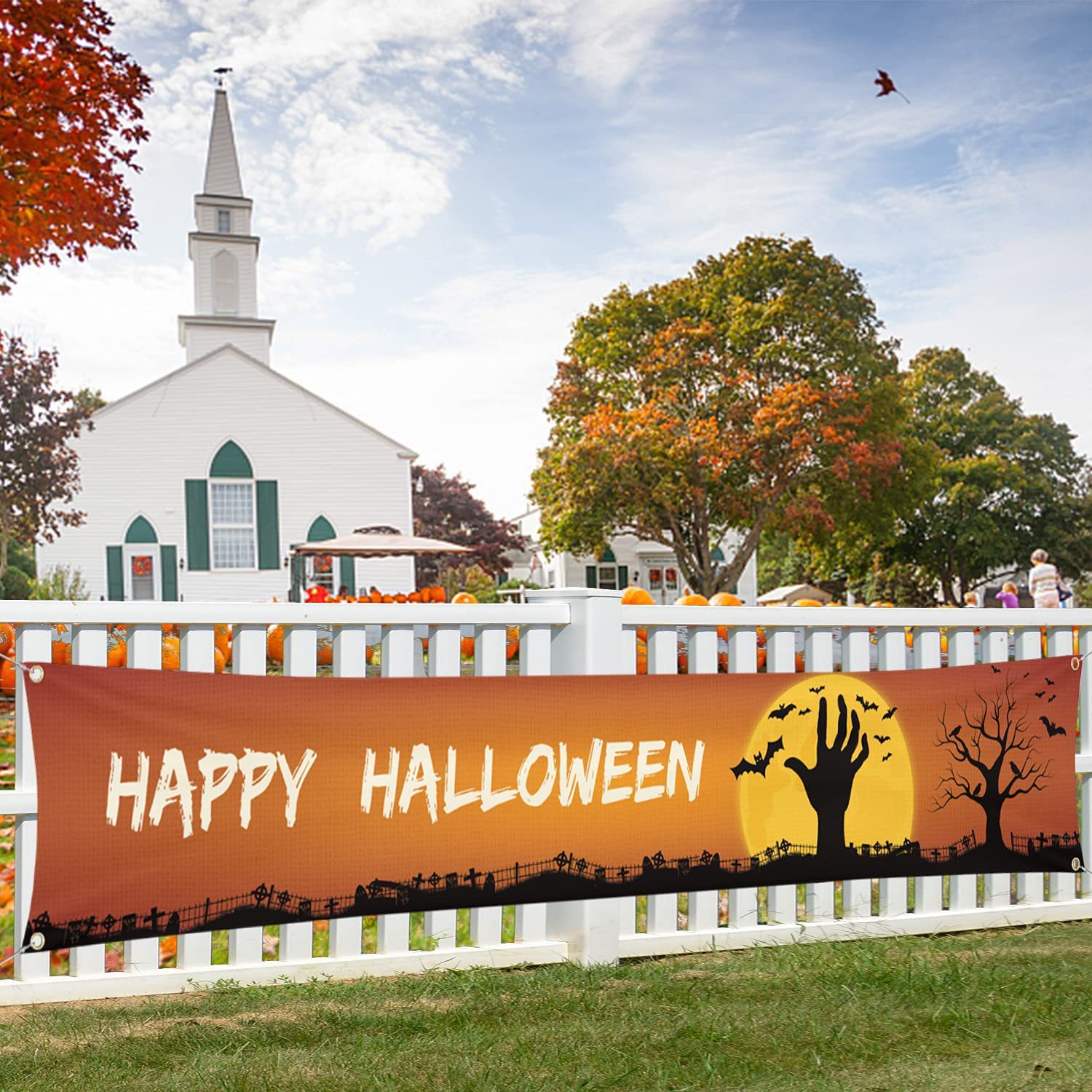 Customized cross-border Halloween couplet banner, festival decoration, polyester printed Halloween background cloth set, and hanging flag pic 19