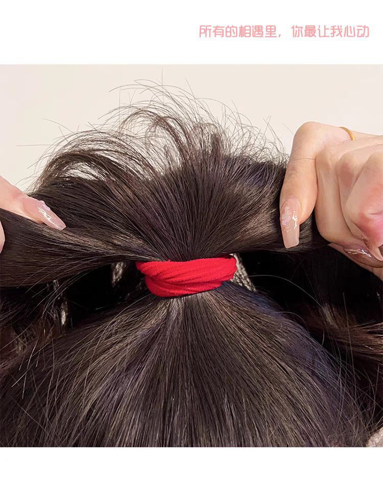 爆款加粗耐用红色头绳成人无接缝马尾发圈高弹力发绳气质皮筋详情4