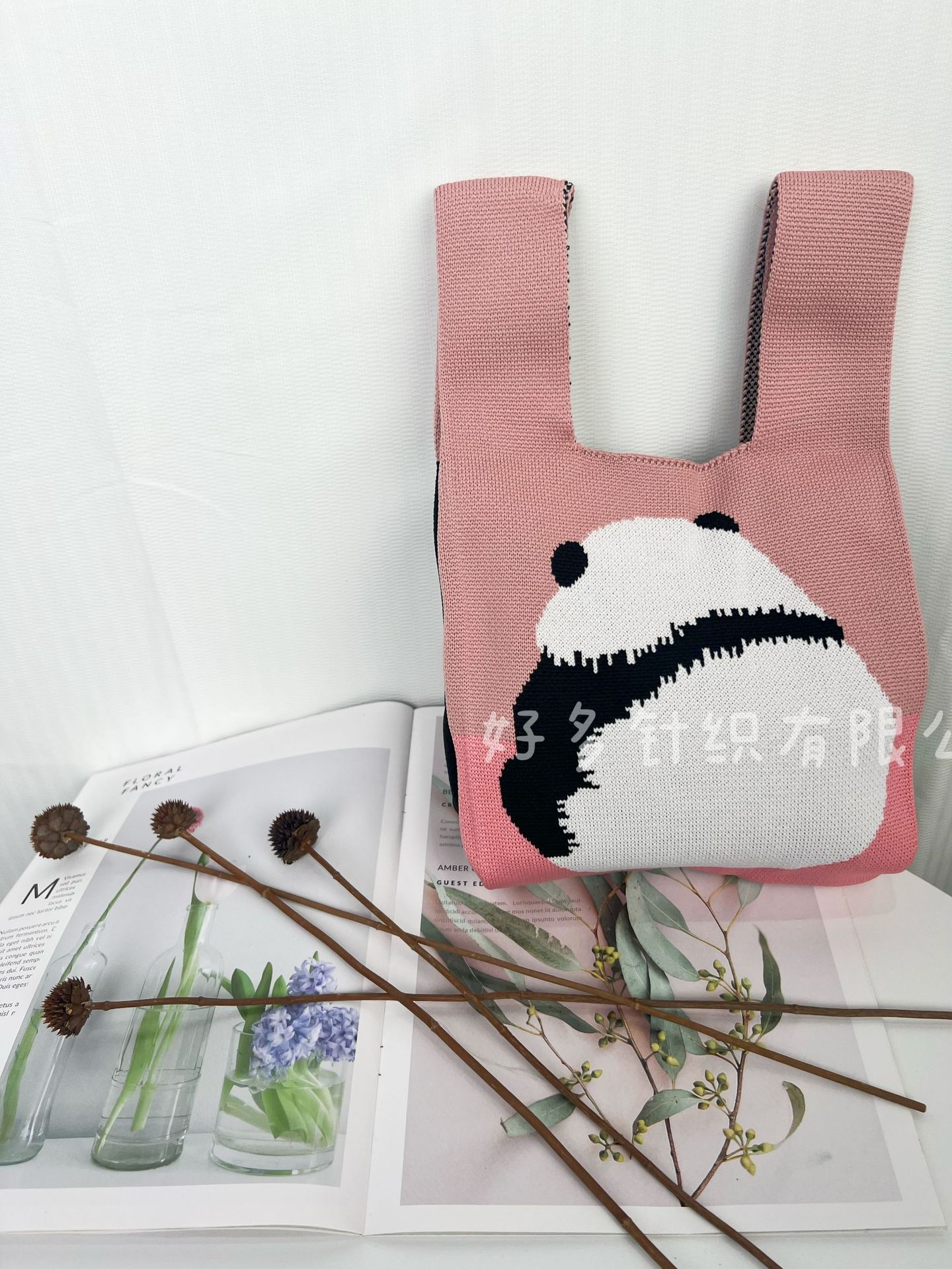 新款飞织包手提包女针织毛线水桶包日韩百搭手拎休闲托特包盒饭袋详情20