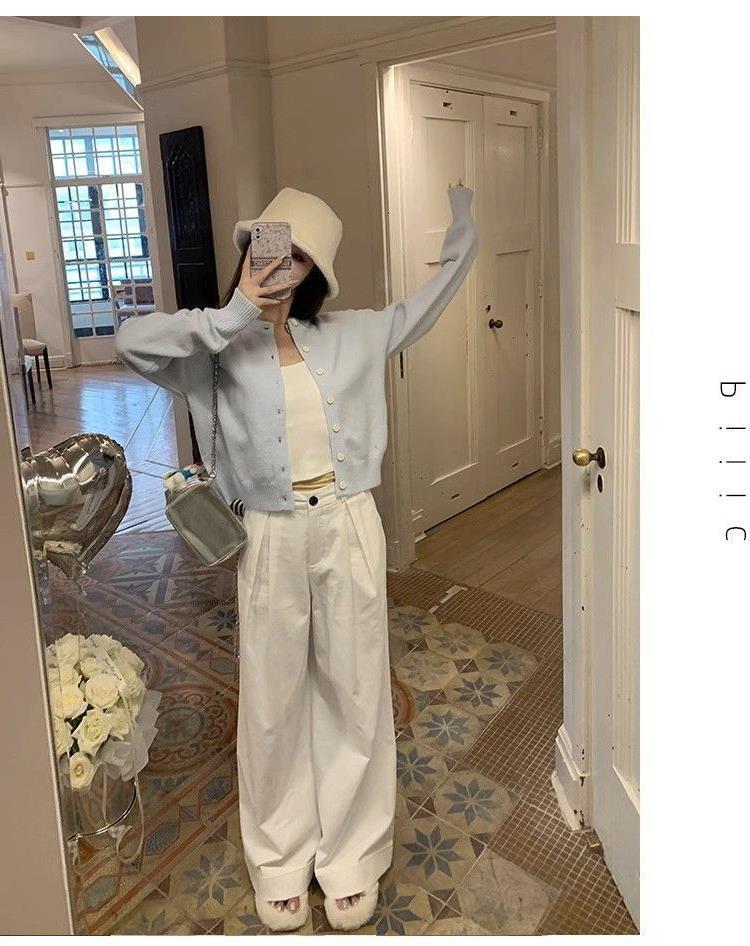 早秋蓝色开衫2024春秋新款设计感针织衫软糯上衣毛衣新款外套女详情12