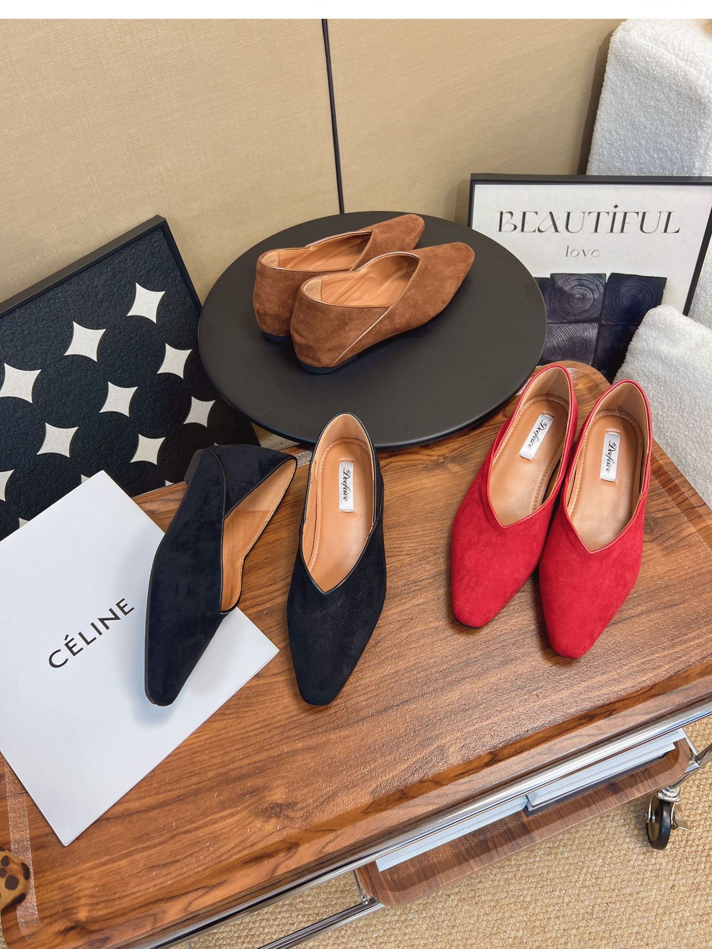 Pointed-toe leopard print insole height-increasing single shoes for women in autumn and winter, suede French commuter two-in-one flat single shoes, ladle shoes, grandma shoes pic 12