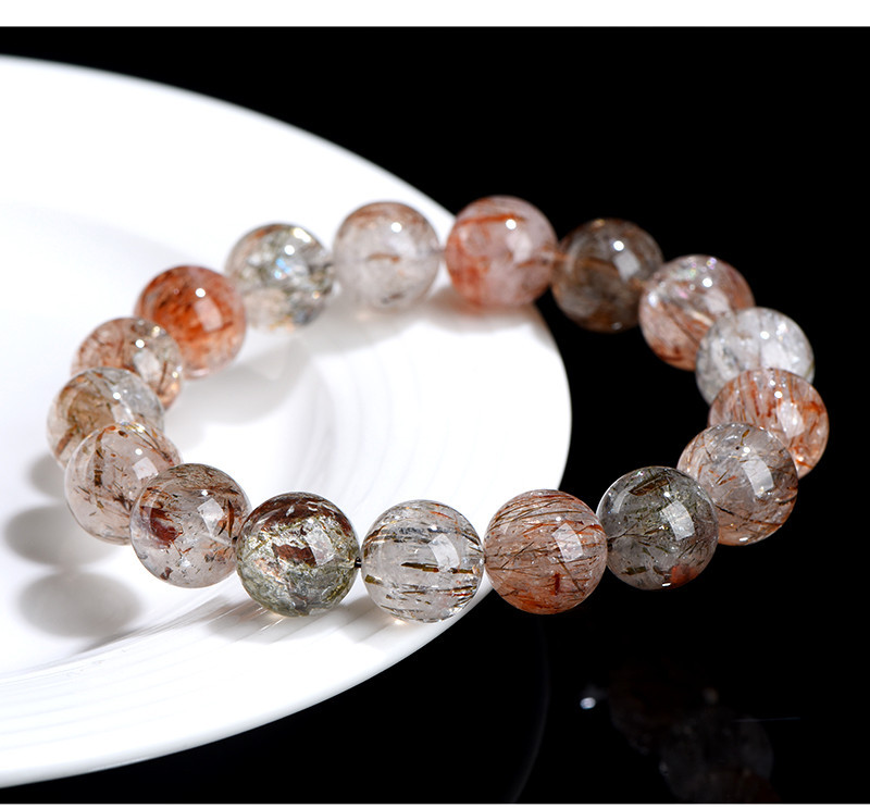 久雅水晶 天然黑金超七圈手链 黑色钛晶超七手链圆珠手串 批发详情15