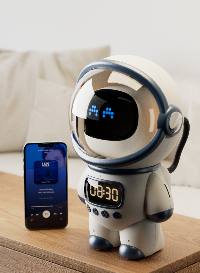 The intelligent AI large model Doubao DeepSeek astronaut speaker, Bluetooth TF card clock, alarm clock and multi-functional speaker pic 21