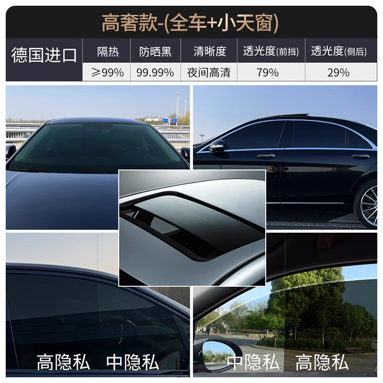 汽车贴膜车窗贴膜太阳膜前挡风玻璃防晒隔热膜防爆膜隐私膜全车膜详情17
