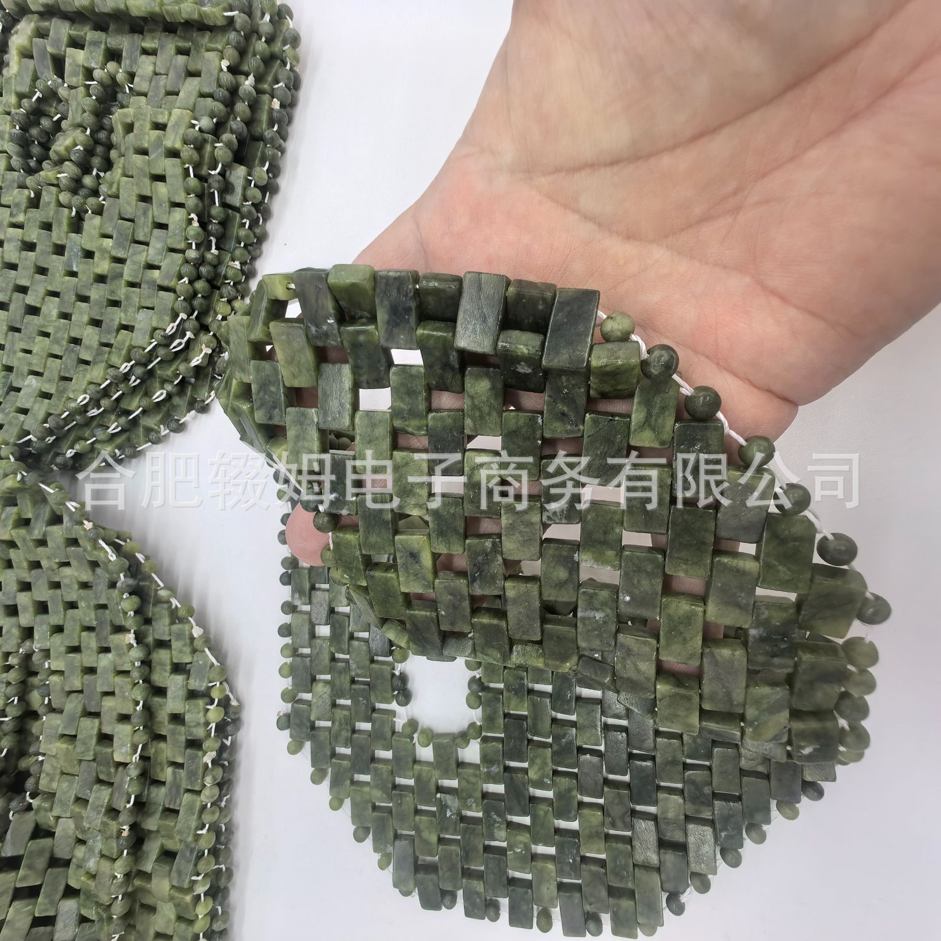 天然绿凤玉玉石面膜面罩亚马逊眼罩玉石眼帘手工编制眼部冰敷眼罩详情3