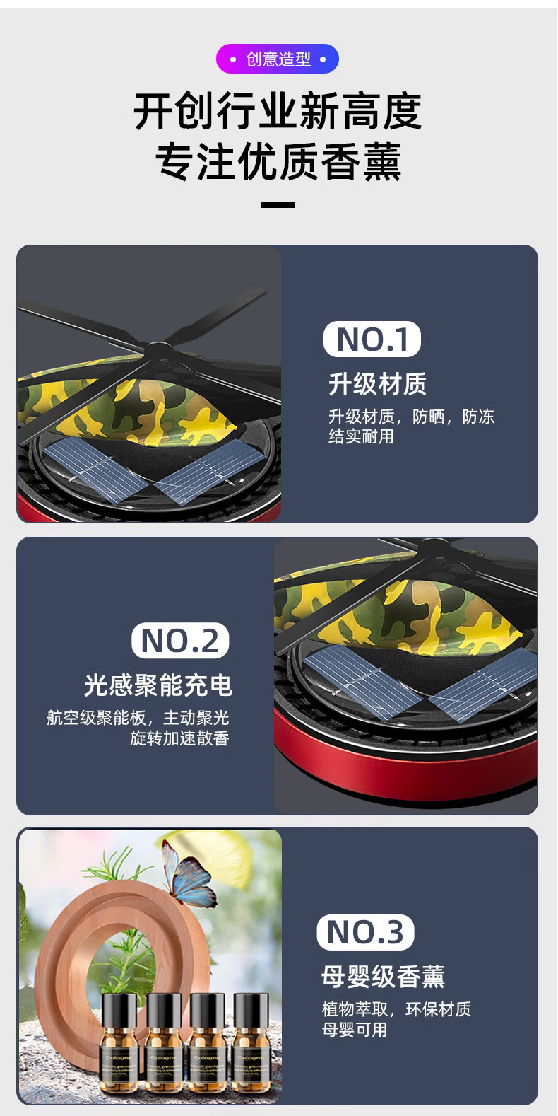 闪电一号太阳能汽车香水飞机摆件车载香薰装饰品汽车摆件中控台详情5