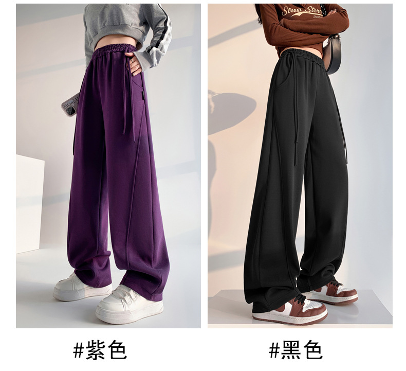 Fleece warm wide-leg pants, loose and high-waisted, slimming winter new style pic 27