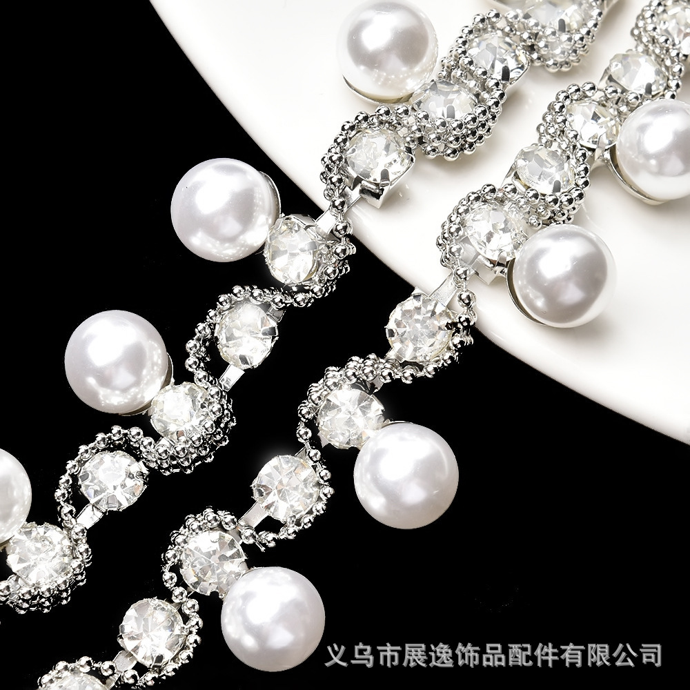 现货直销珍珠流苏钻链 适合婚纱礼服汉服帽服装子装饰配件批发详情7