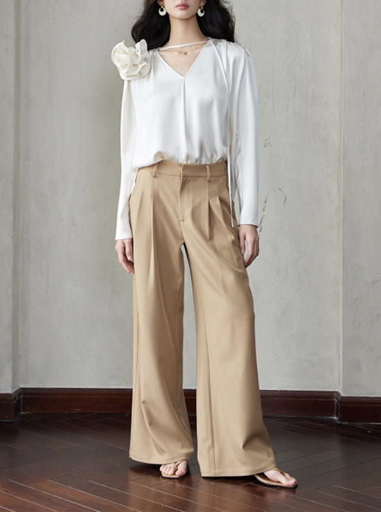 上新珍珠缎真丝光泽感泡泡肌理缎可拆卸手工立体玫瑰花宽松衬衫女详情9