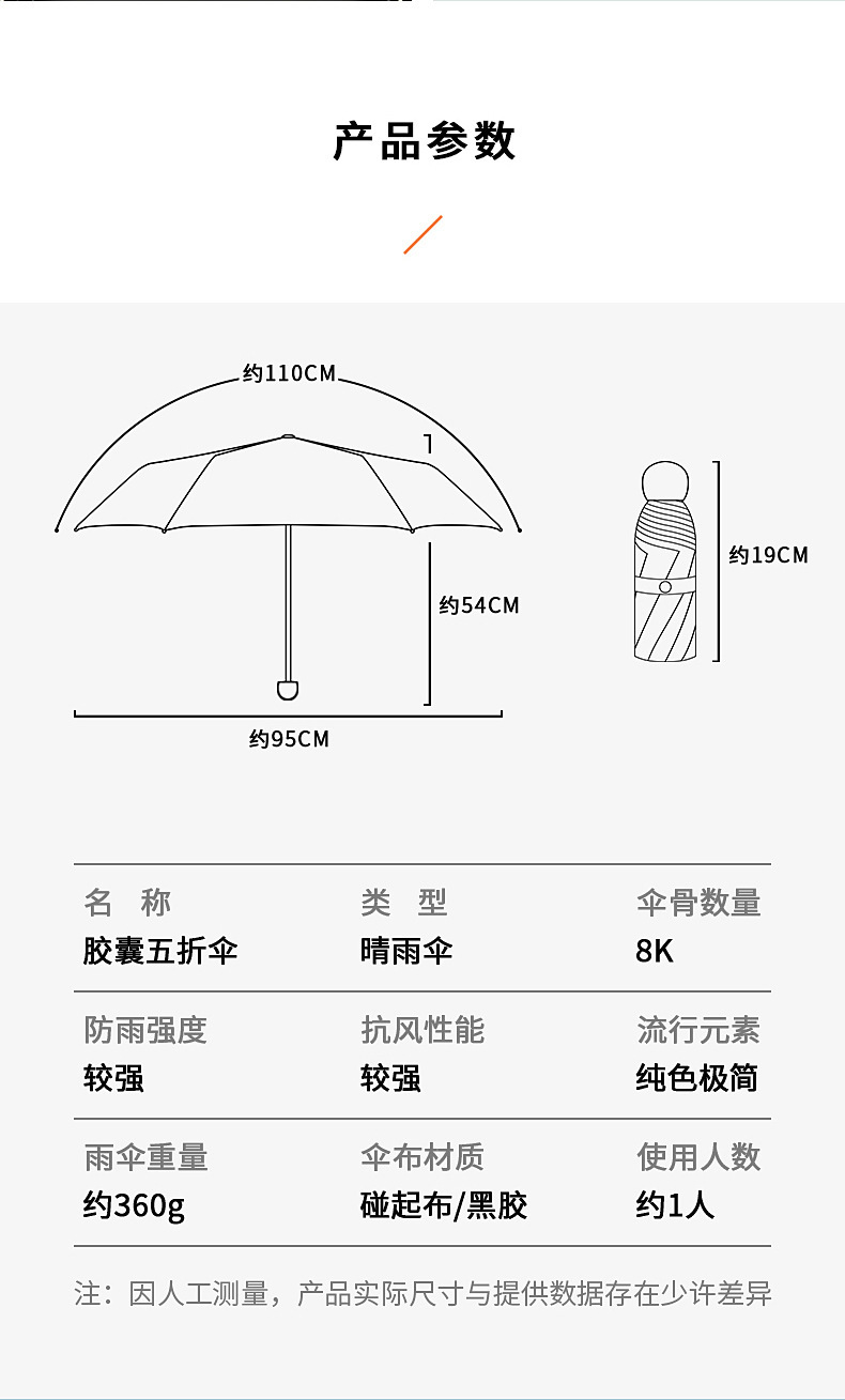 迷你五折太阳伞加厚黑胶防晒遮阳伞女小巧便携晴雨两用胶囊伞印刷详情4